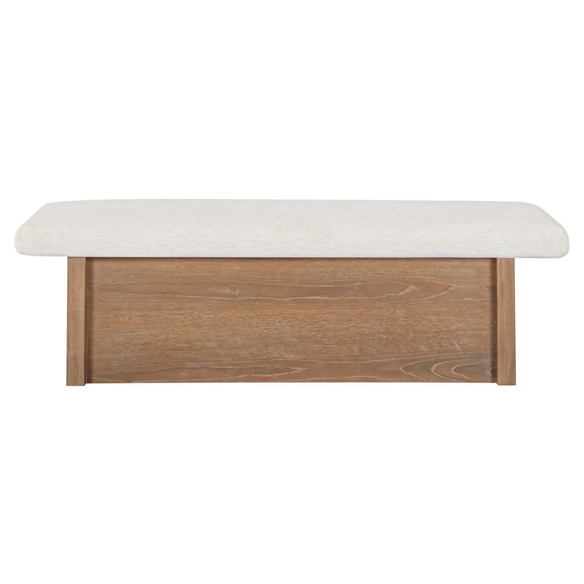 Mona Storage Bench with Oak Veneer - Oat, Chenille