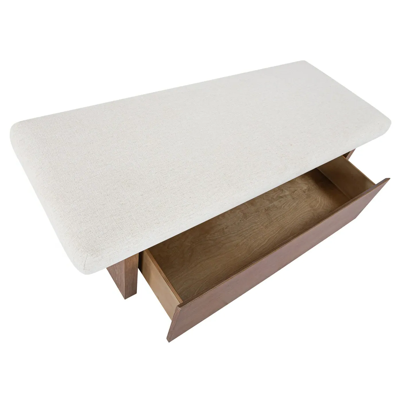 Mona Storage Bench with Oak Veneer - Oat, Chenille