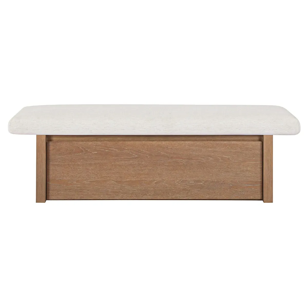 Mona Storage Bench with Oak Veneer - Oat, Chenille