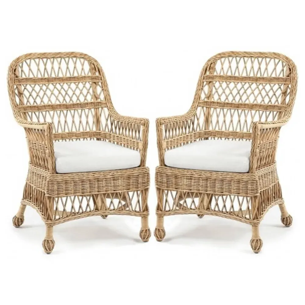 Mona Woven Rattan Dining Arm Chair - Brown