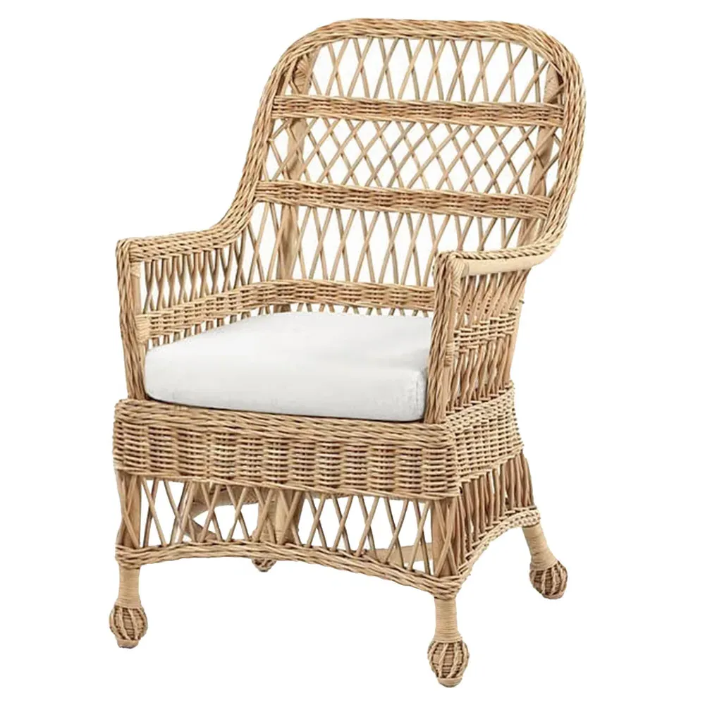 Mona Woven Rattan Dining Arm Chair - Brown