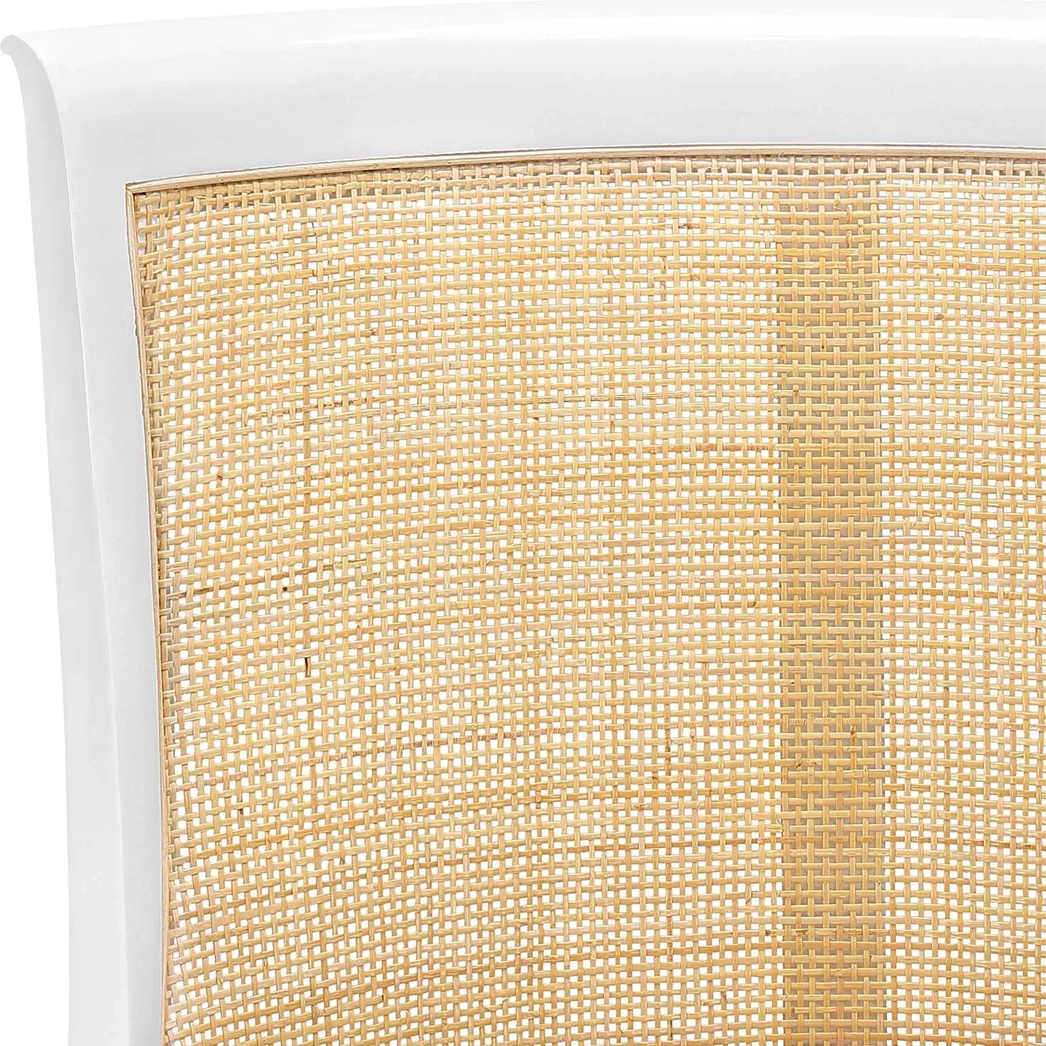Monaco Woven Cane Dining Side Chair - White, Mahogany