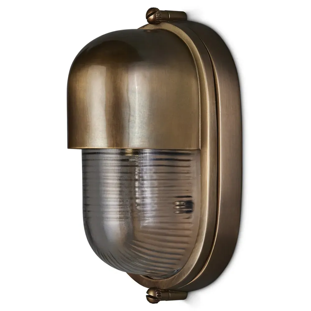 Monara Outdoor Wall Sconce - Antique Brass, Glass