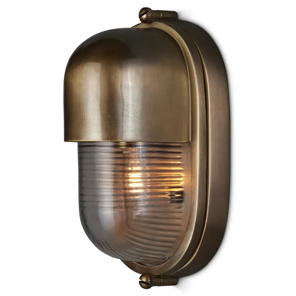 Monara Outdoor Wall Sconce - Antique Brass, Glass