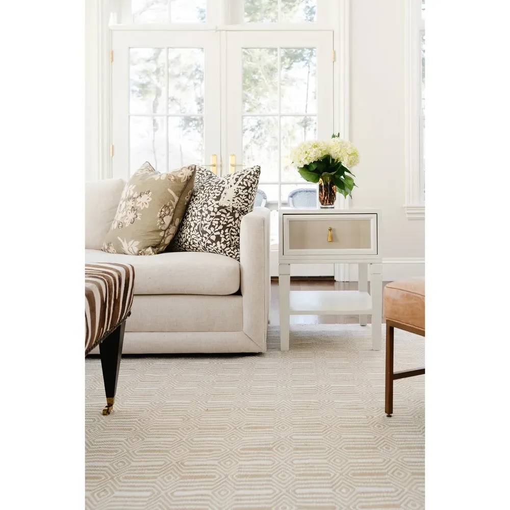 Monet Geometric Patterned Indoor Outdoor Rug - Beige