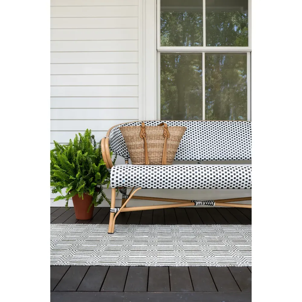 Monet Geometric Patterned Indoor Outdoor Rug - Green