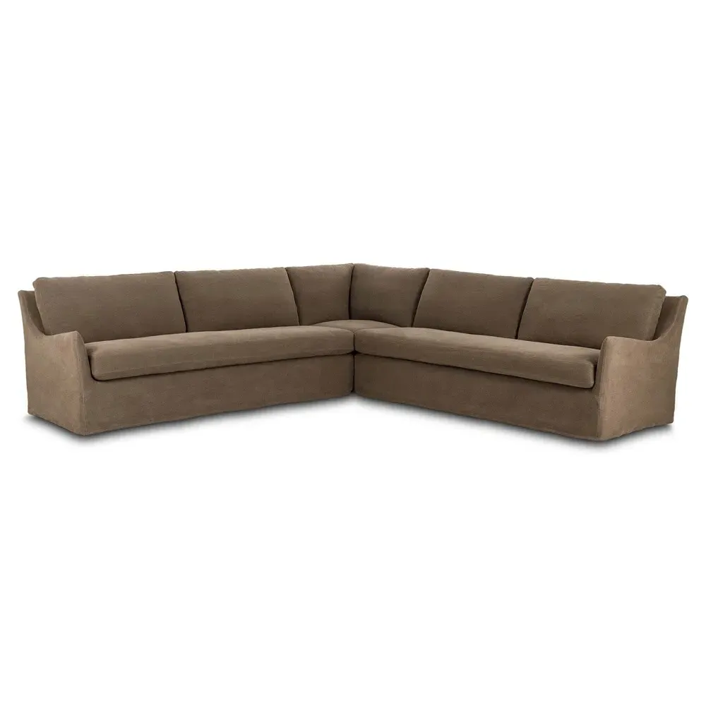 Monette Corner Sectional - Brown, Linen