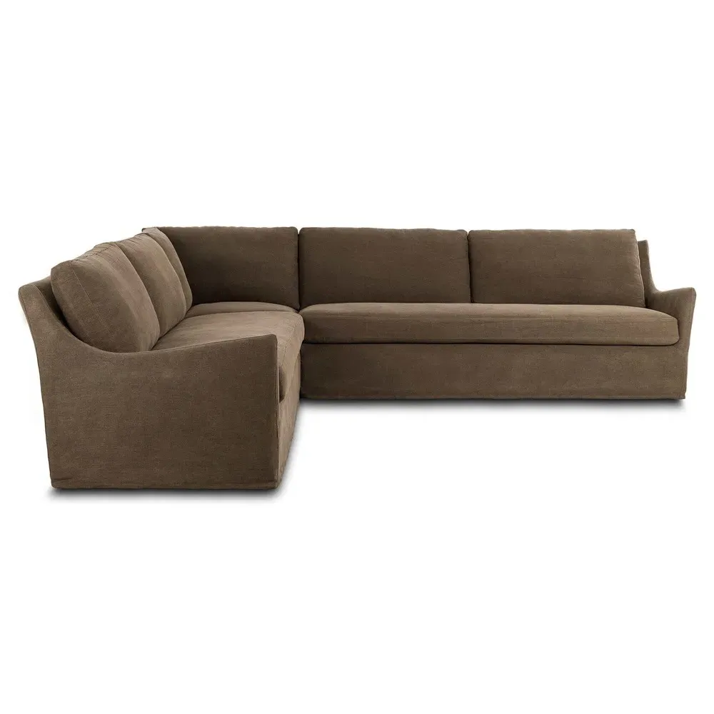Monette Corner Sectional - Brown, Linen