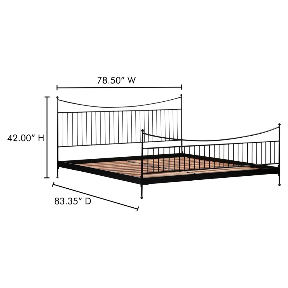 Monette King Size Bed Frame - Black, Iron
