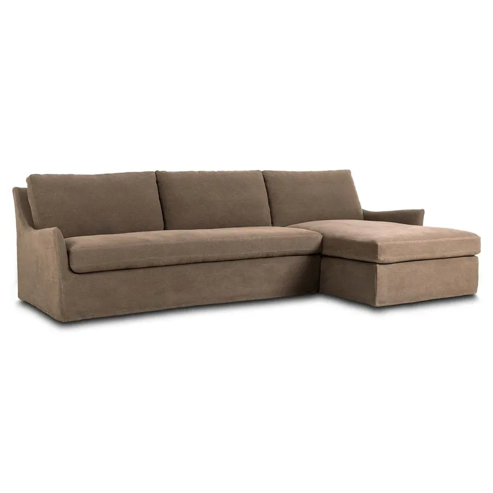 Monette Left Chaise Sectional - Brown, Linen
