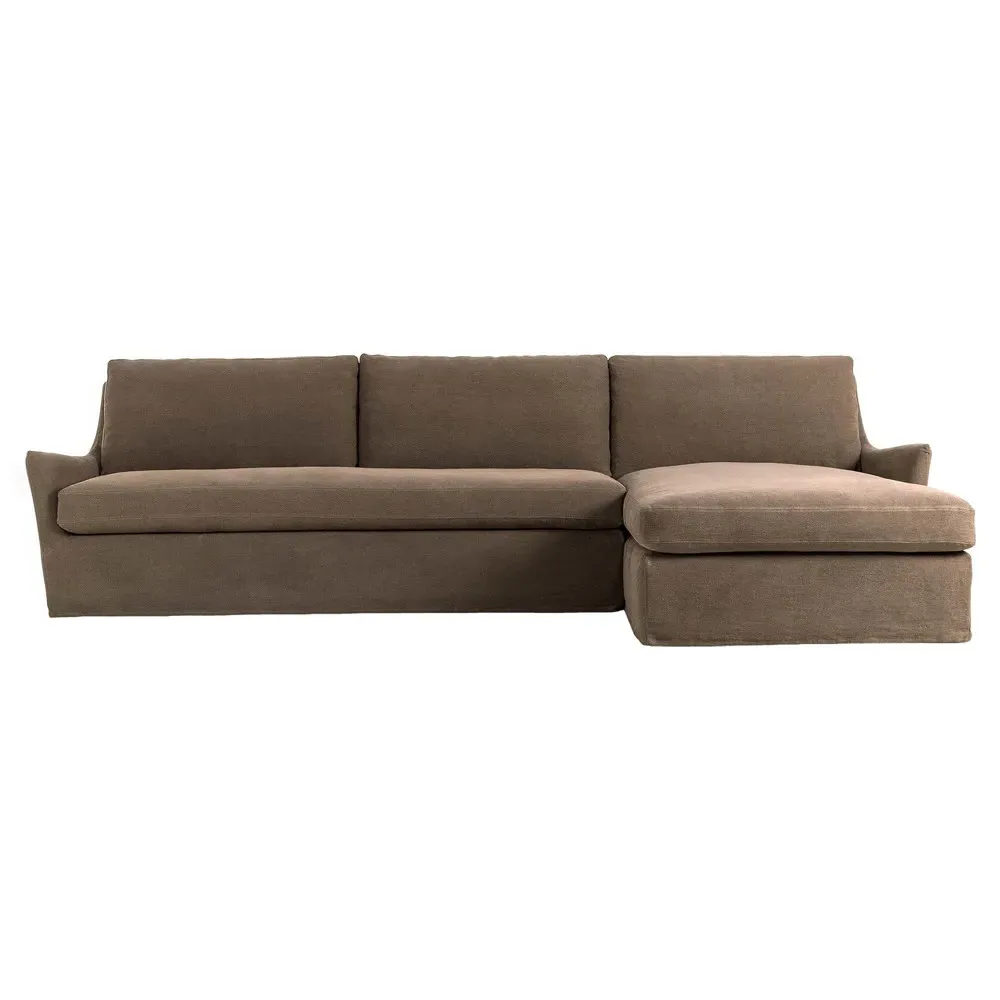 Monette Left Chaise Sectional - Brown, Linen
