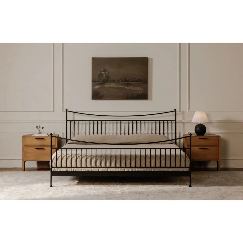 Monette Queen Size Bed Frame - Black, Iron