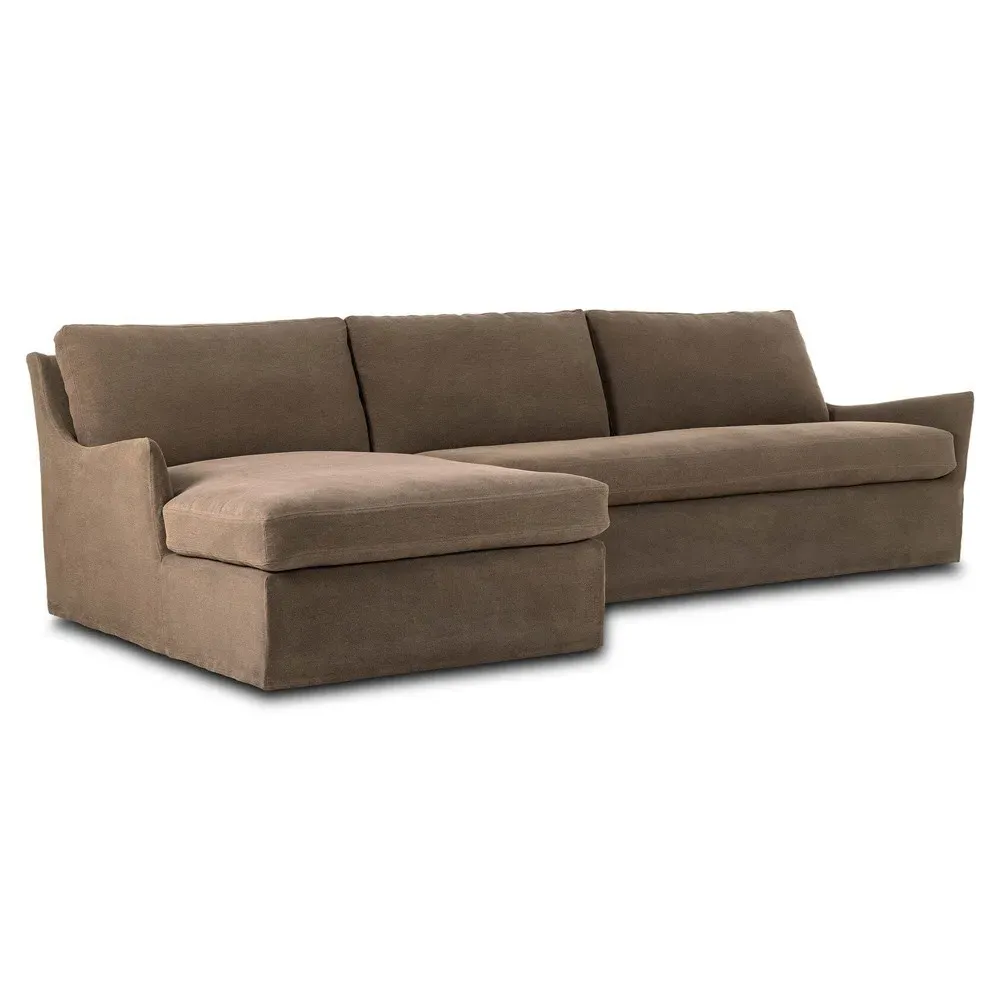 Monette Right Chaise Sectional - Brown, Linen
