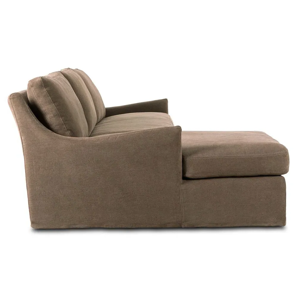Monette Right Chaise Sectional - Brown, Linen