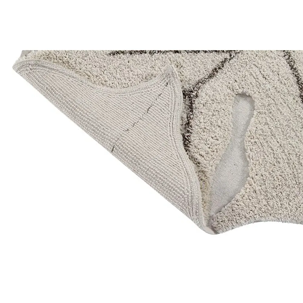 Monstera Leaf Patterned Washable Rug - Natural, Cotton