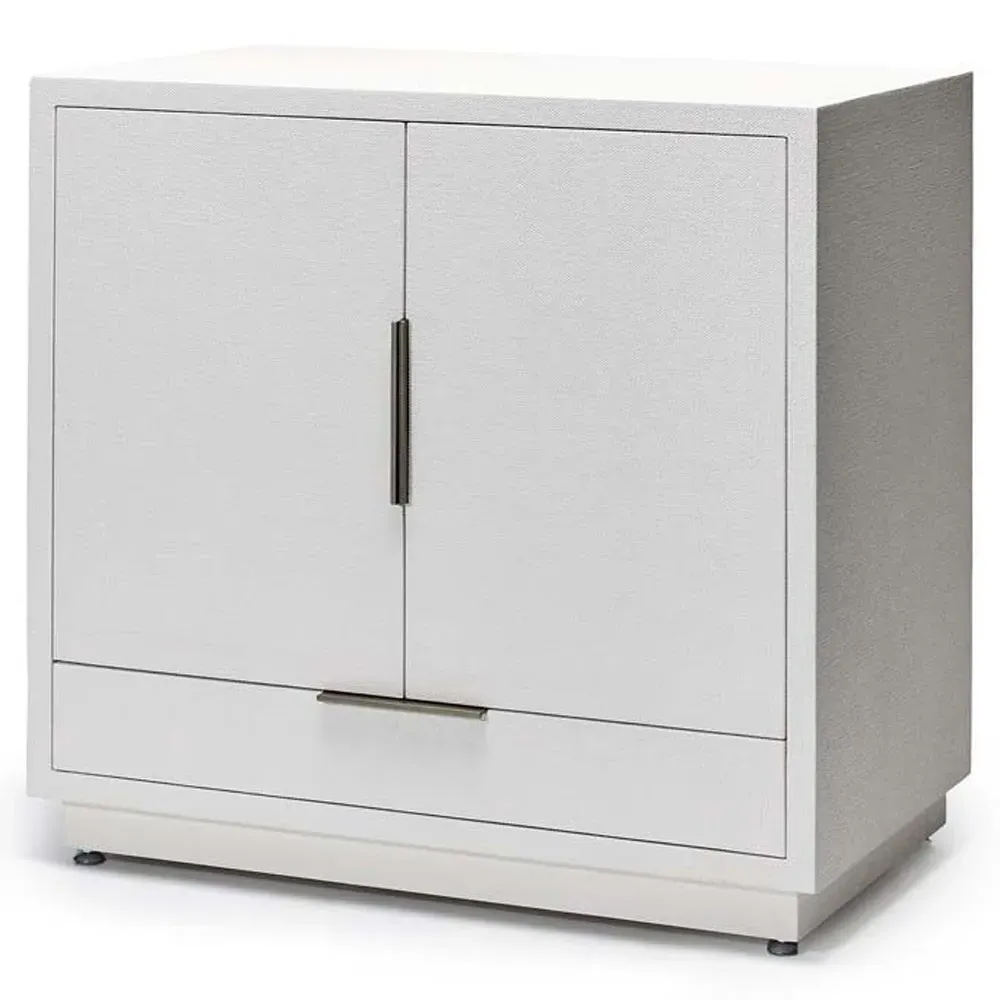 Montaigne Bar Cabinet - White, Faux Linen
