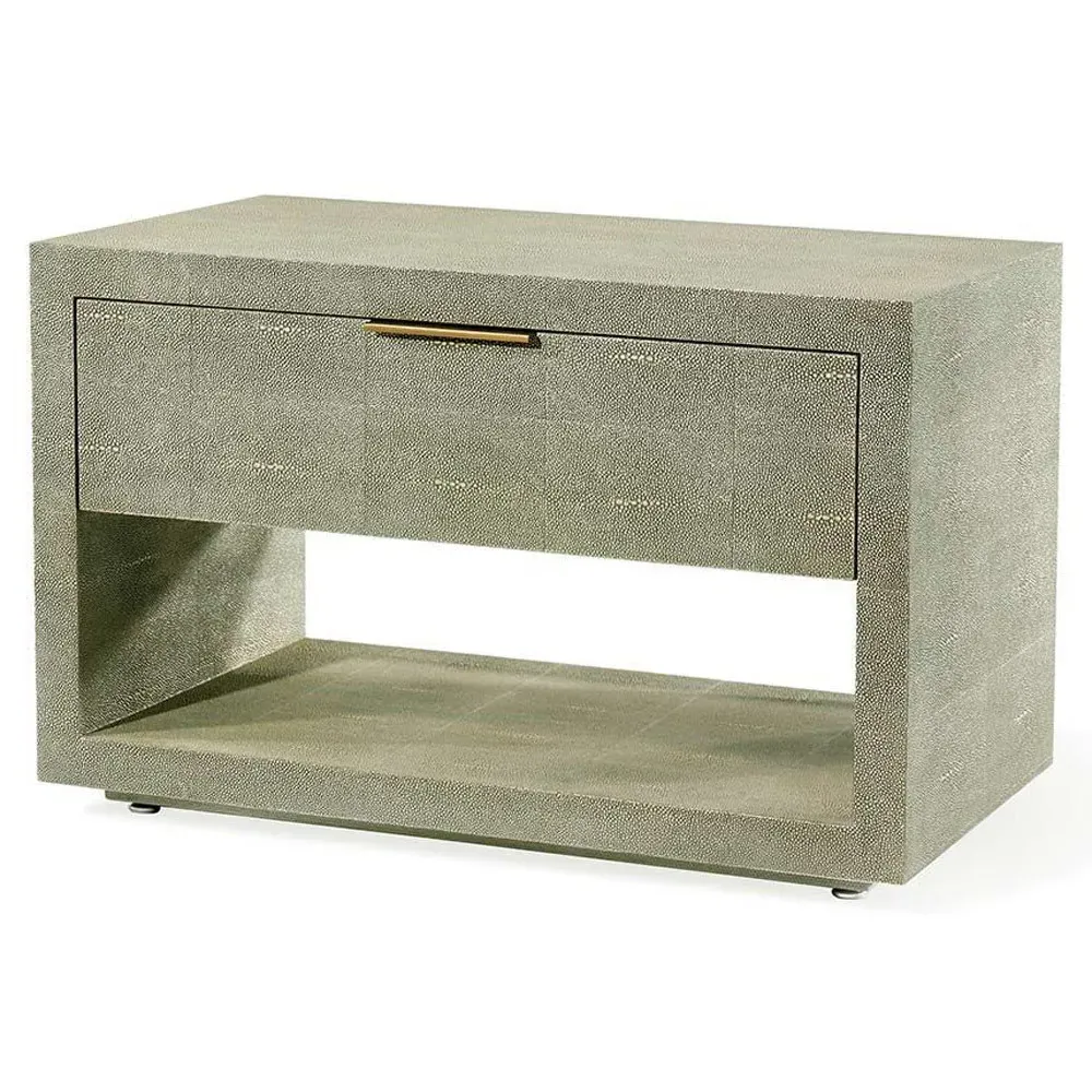 Montaigne Nightstand - Olive Green, Faux Shagreen