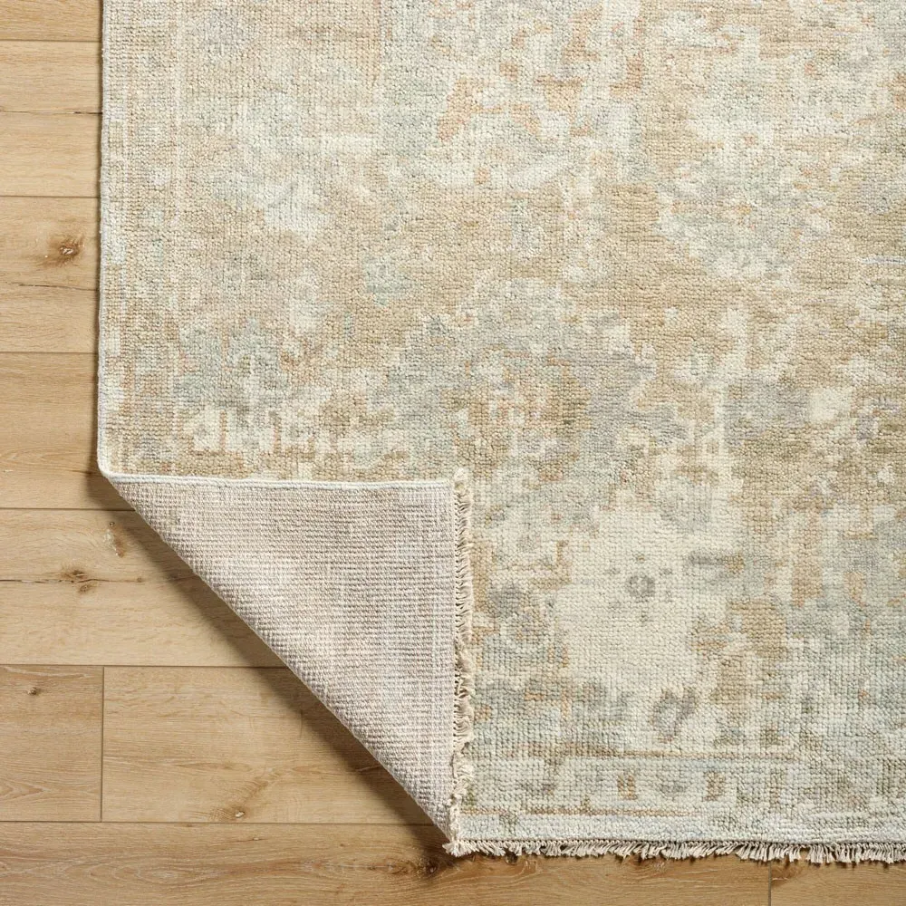 Montana Patterned Hand Knotted Rug - Tan, Wool