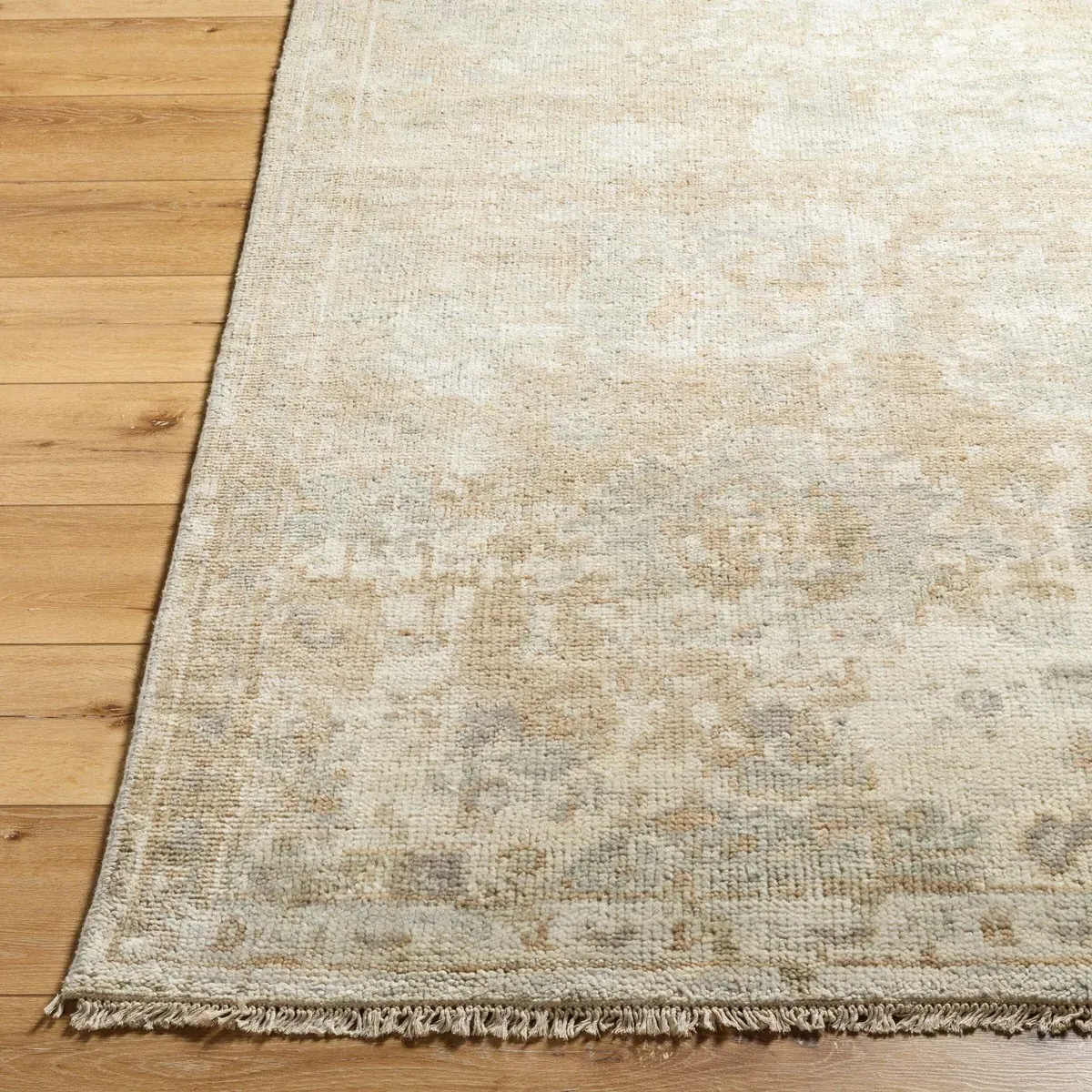 Montana Patterned Hand Knotted Rug - Tan, Wool