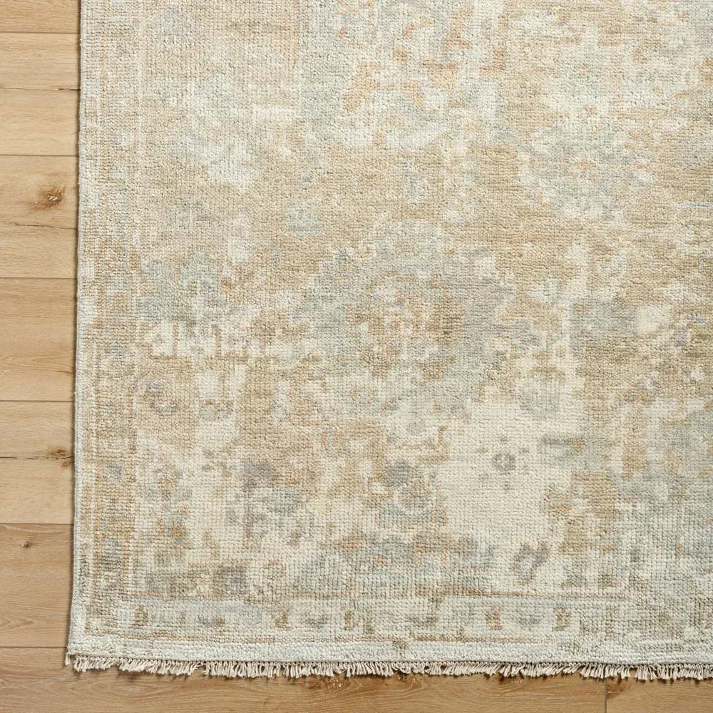 Montana Patterned Hand Knotted Rug - Tan, Wool