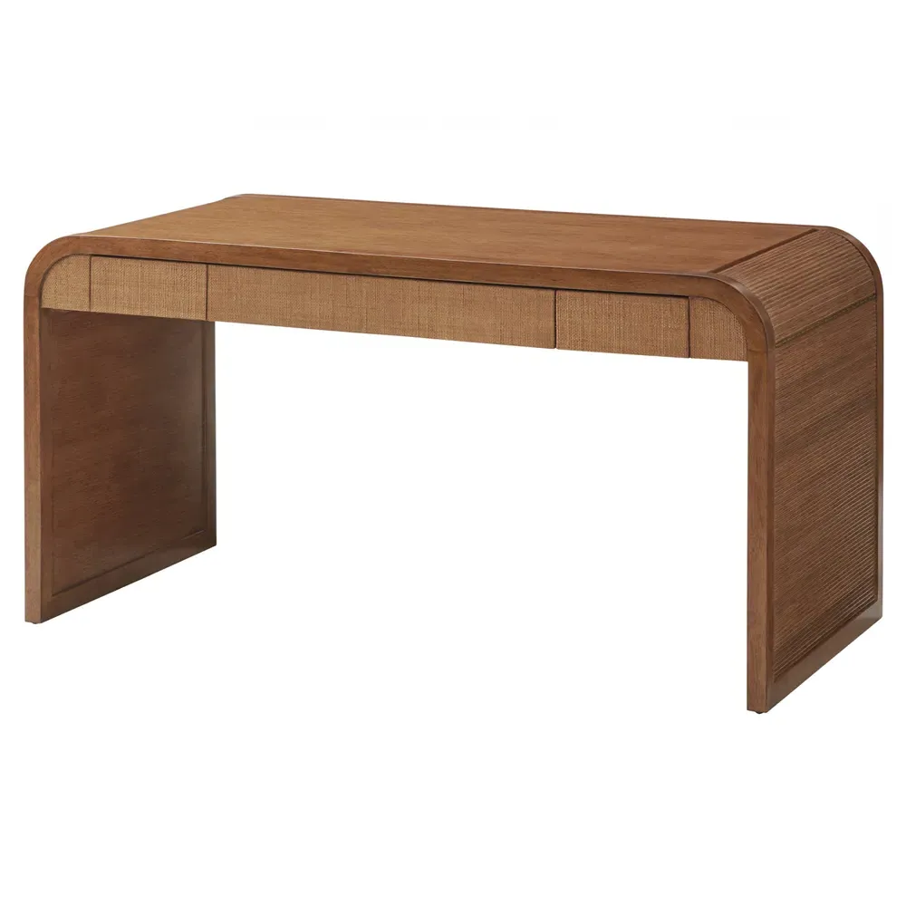 Montclair 3 Drawer Desk - Brown, Rattan