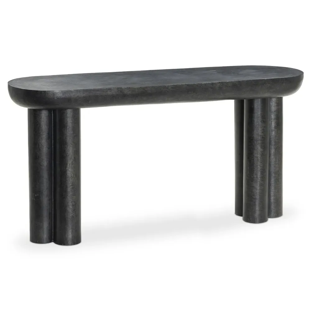 Monte Oval Console Table - Black, Aluminum