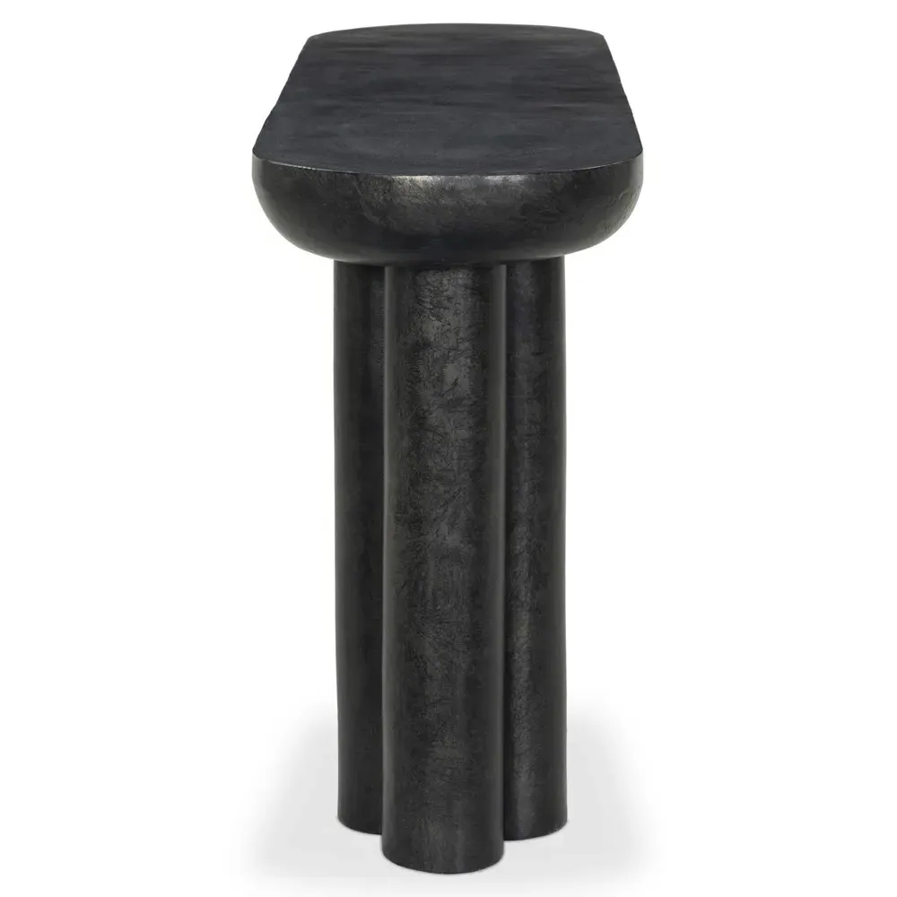Monte Oval Console Table - Black, Aluminum