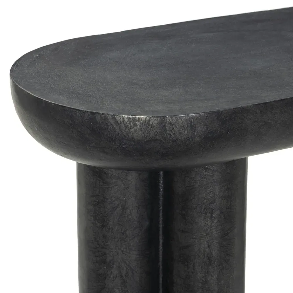 Monte Oval Console Table - Black, Aluminum