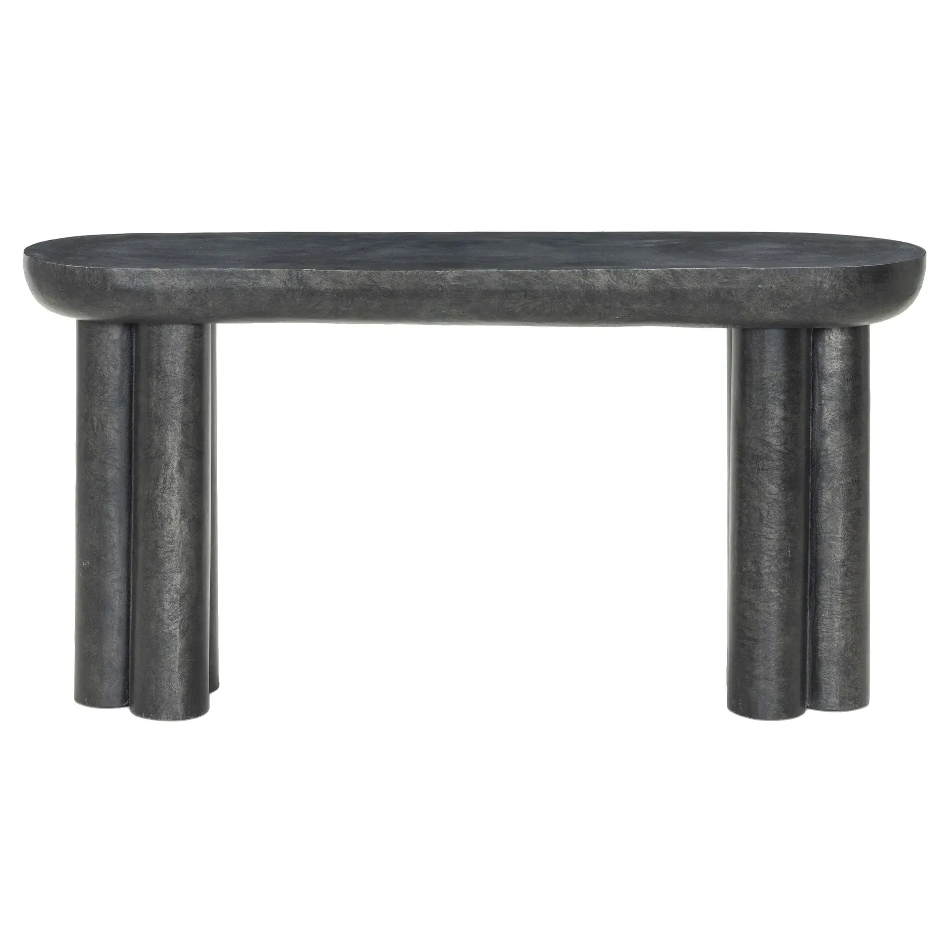 Monte Oval Console Table - Black, Aluminum