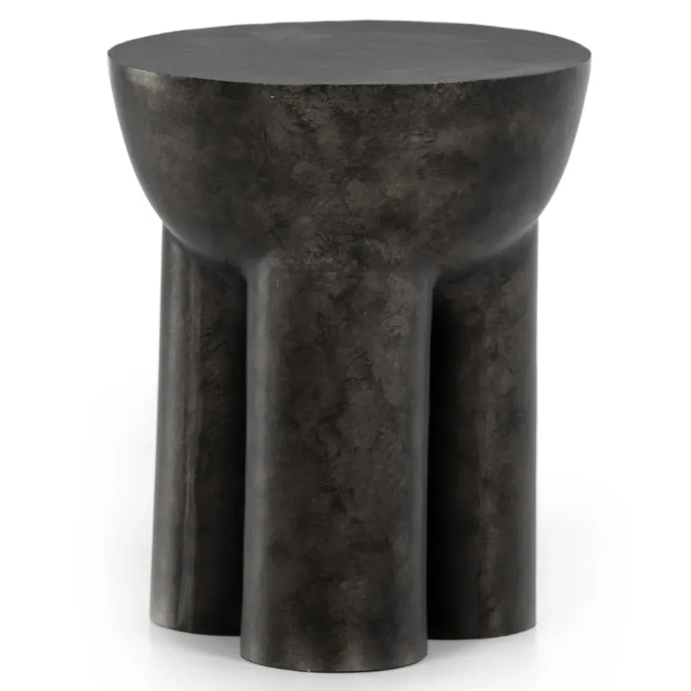 Monte Round End Table - Black, Aluminum