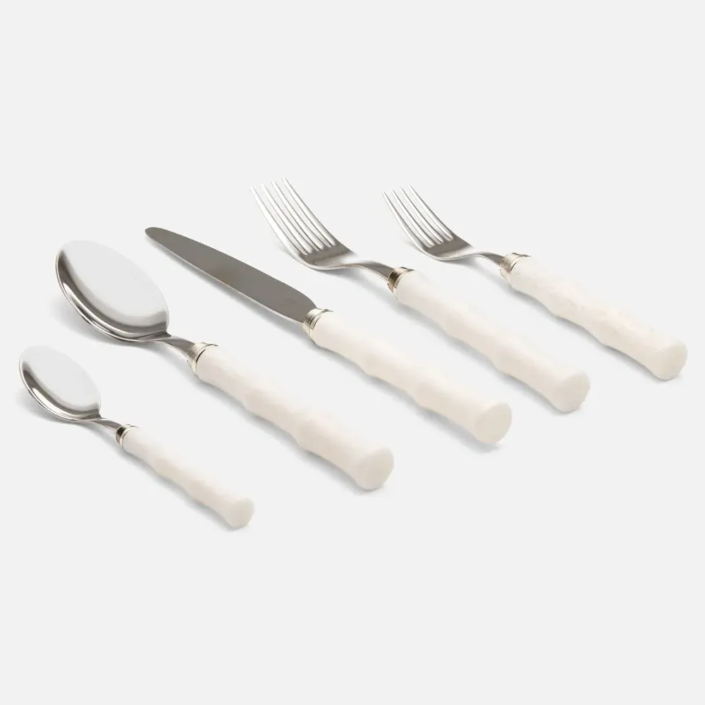 Montecito 5 Piece Flatware Set - White, Acrylic