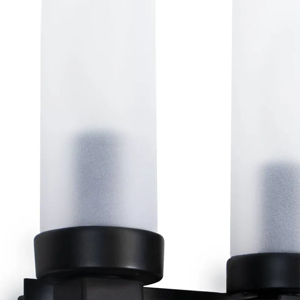 Montecito Double Outdoor Sconce with Backplate - Black, Iron