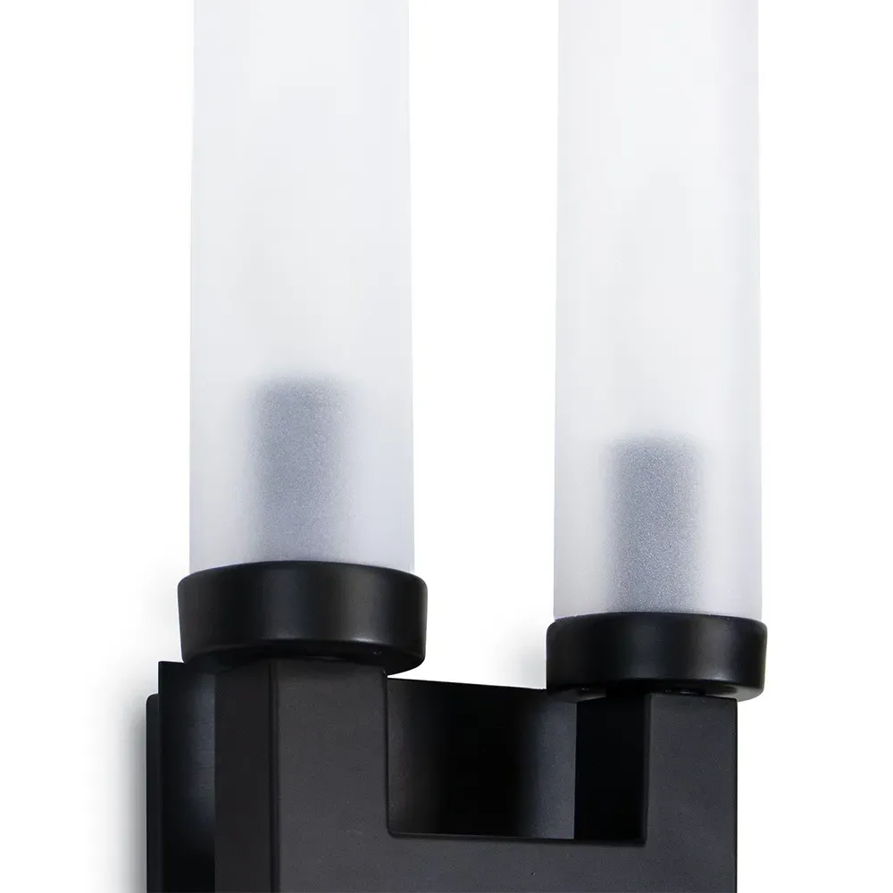 Montecito Double Outdoor Sconce with Backplate - Black, Iron
