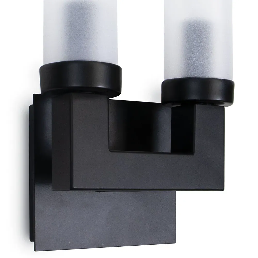 Montecito Double Outdoor Sconce with Backplate - Black, Iron