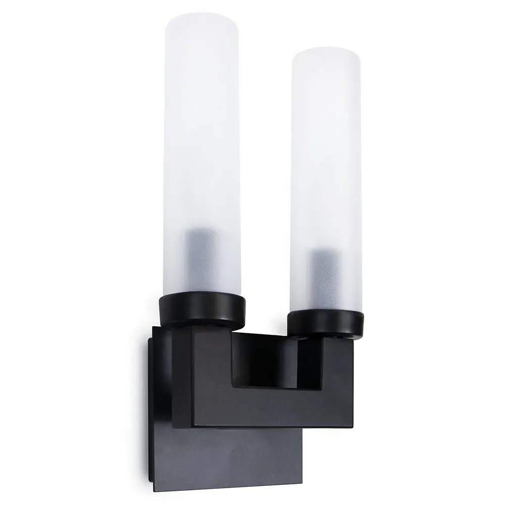 Montecito Double Outdoor Sconce with Backplate - Black, Iron