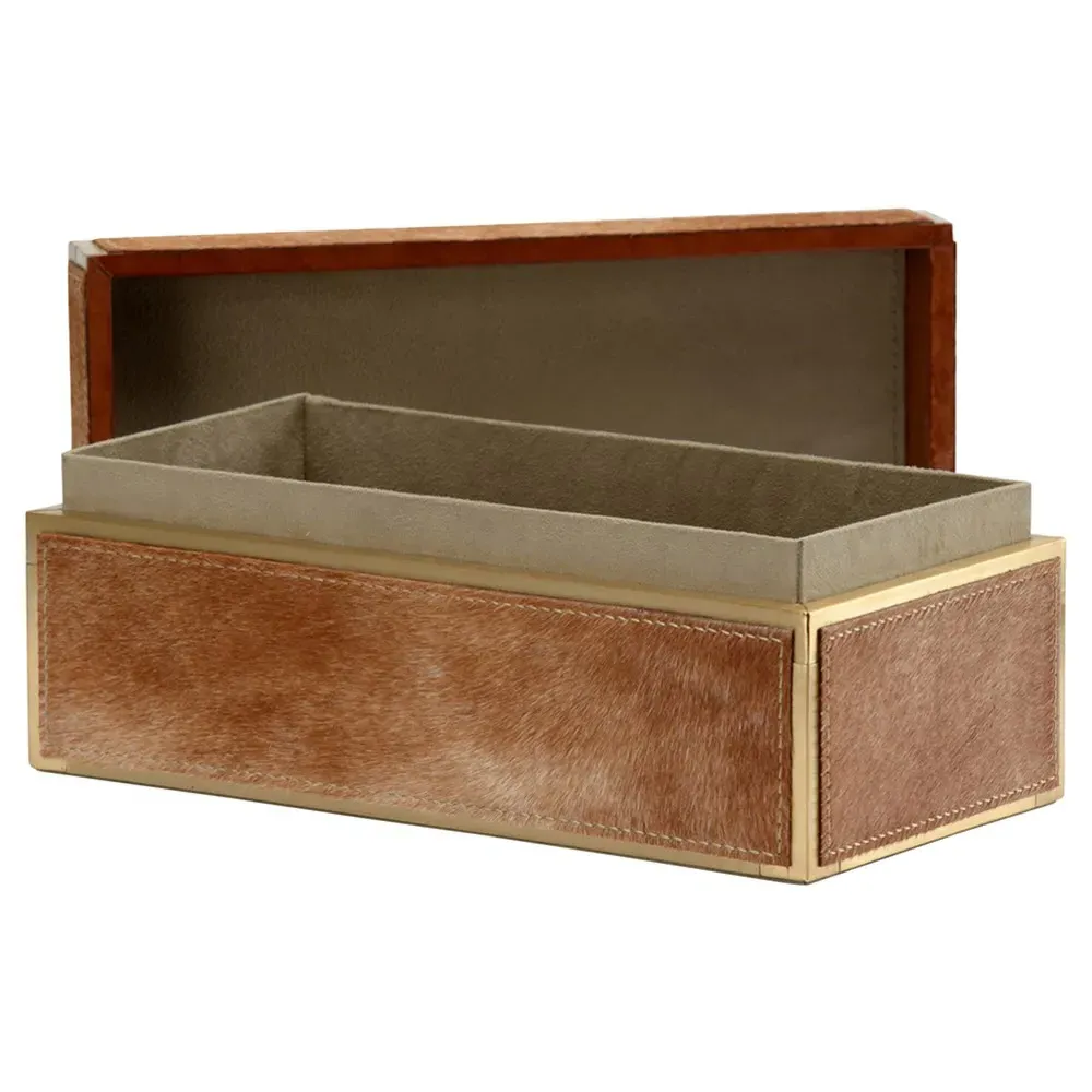 Monty Decorative Box - Brown, Hair On Hide