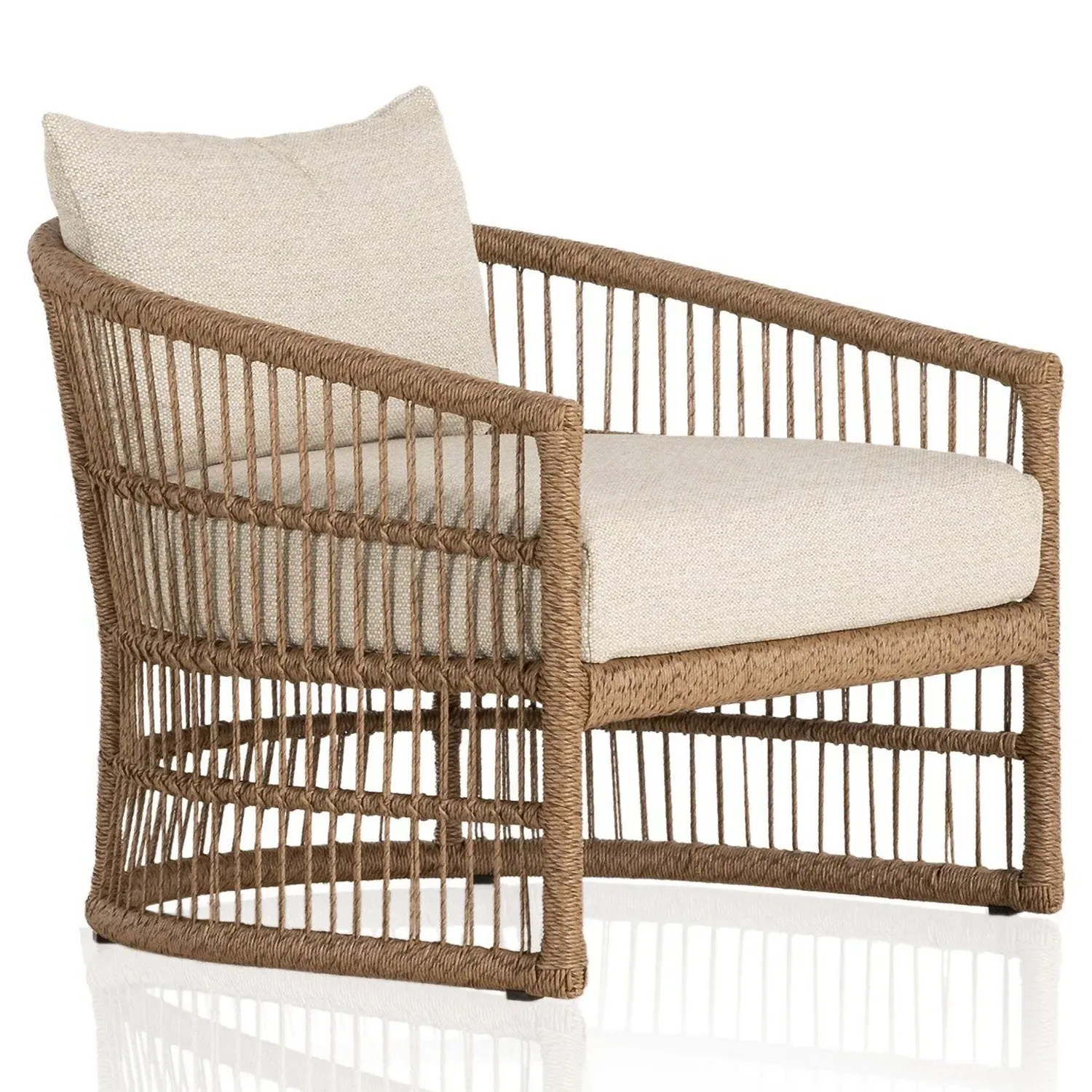Monty Outdoor Lounge Arm Chair - Beige, Brown Rope
