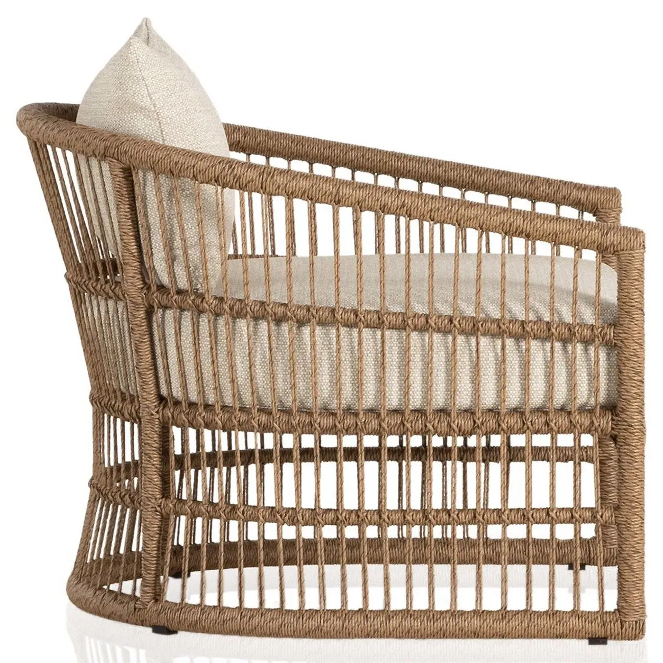 Monty Outdoor Lounge Arm Chair - Beige, Brown Rope