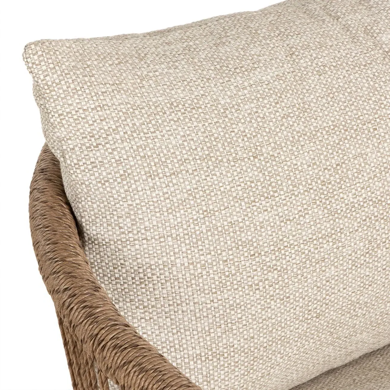 Monty Outdoor Lounge Arm Chair - Beige, Brown Rope