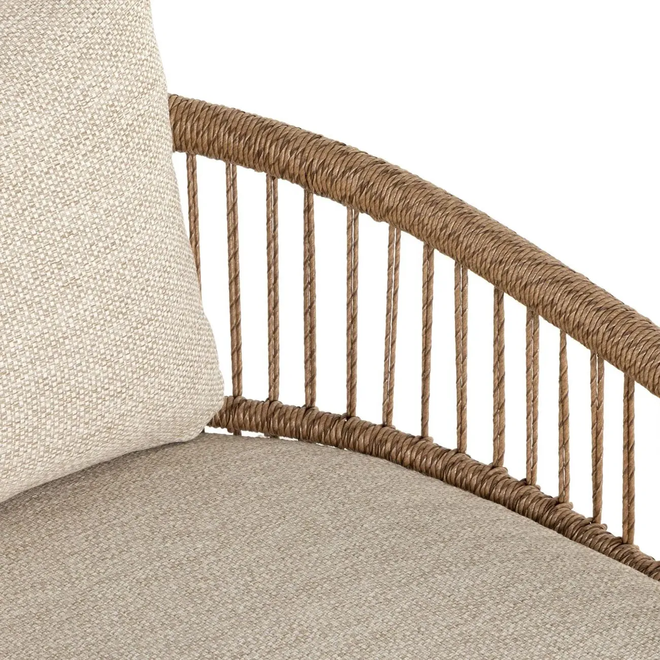 Monty Outdoor Lounge Arm Chair - Beige, Brown Rope