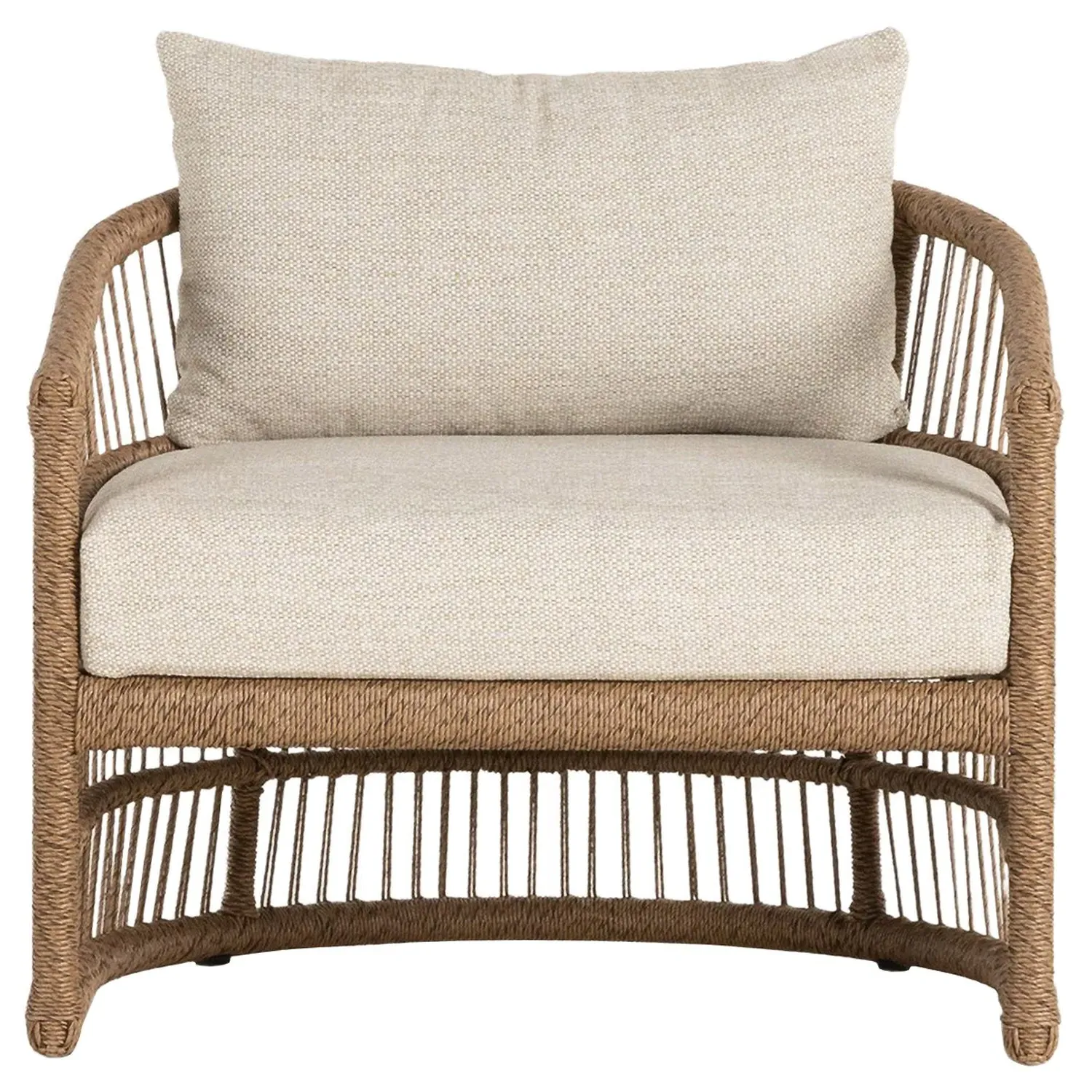 Monty Outdoor Lounge Arm Chair - Beige, Brown Rope image
