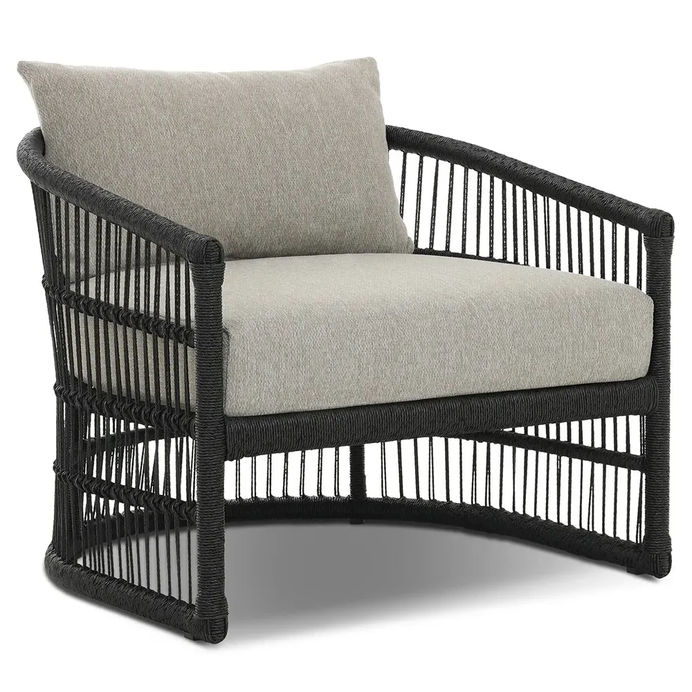 Monty Outdoor Lounge Arm Chair - Grey, Black Rope
