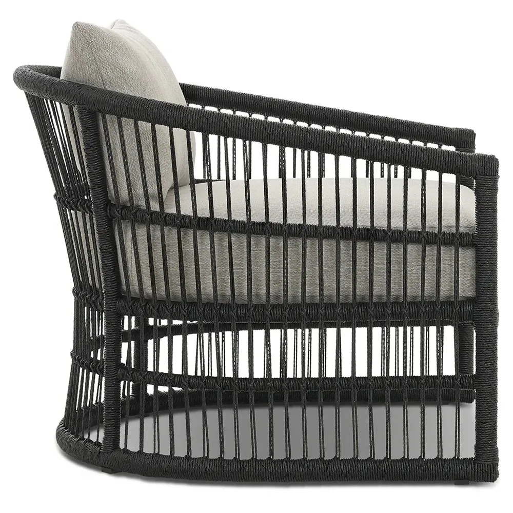 Monty Outdoor Lounge Arm Chair - Grey, Black Rope