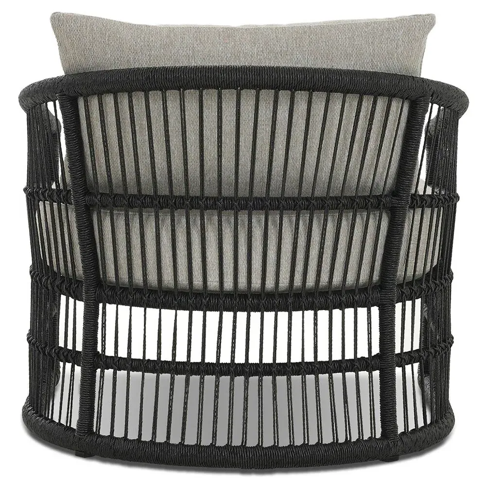 Monty Outdoor Lounge Arm Chair - Grey, Black Rope