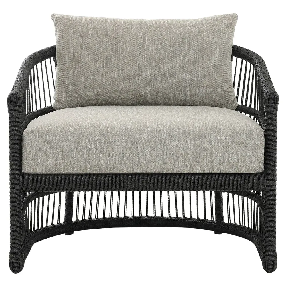 Monty Outdoor Lounge Arm Chair - Grey, Black Rope