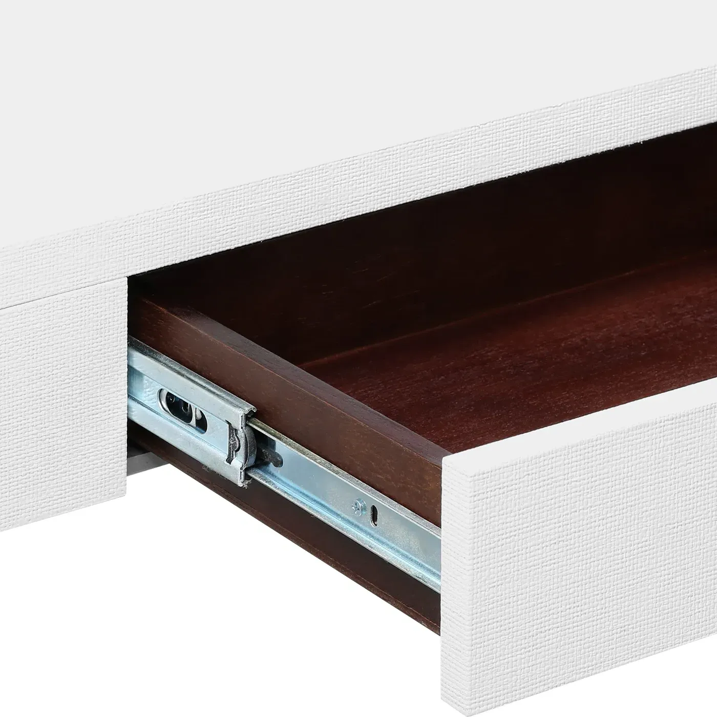 Morgan Console Desk with Drawer - Chiffon White, Grasscloth