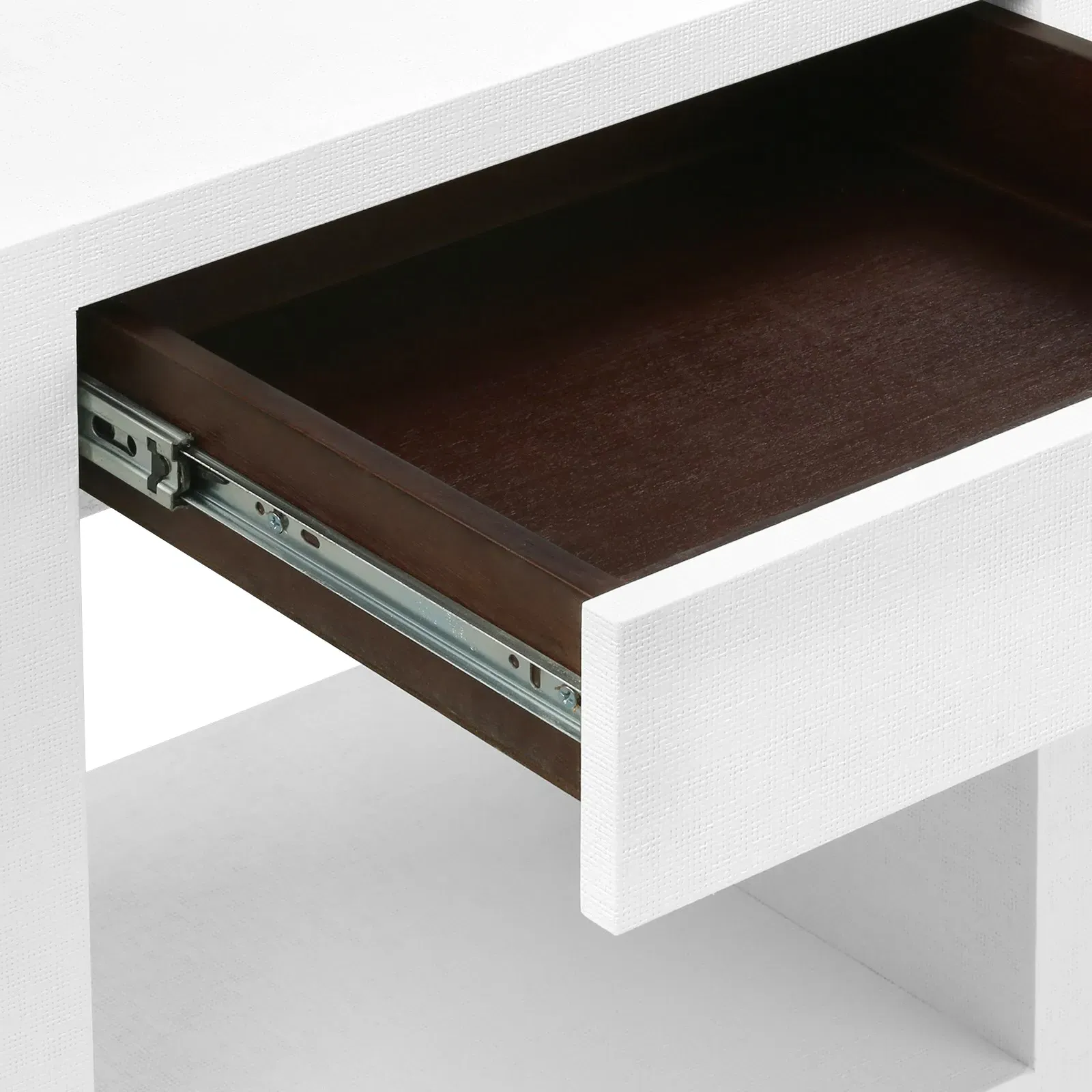 Morgan End Table with Storage - Chiffon White, Grasscloth