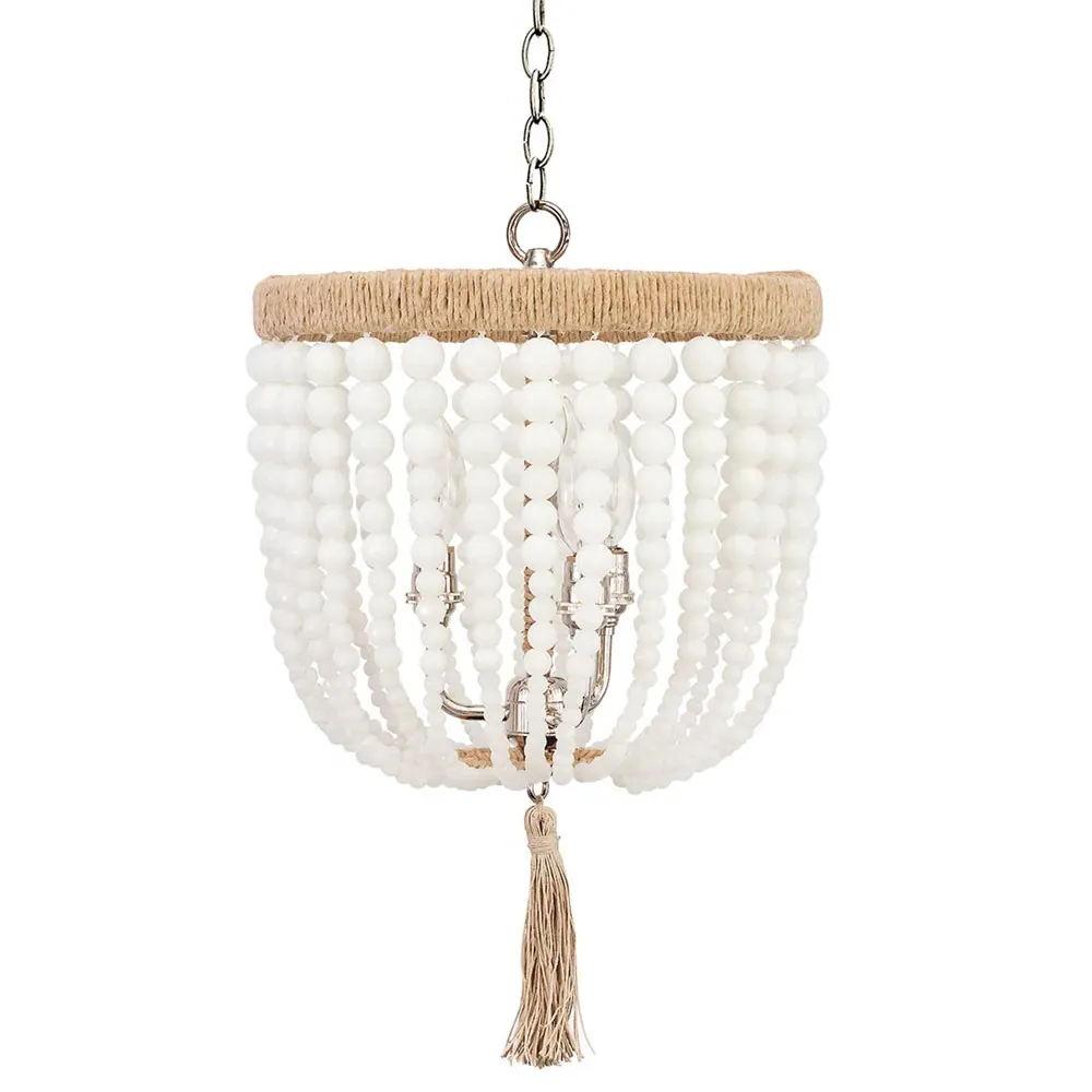 Moriah 12 Inch Chandelier with Milk Beads - White