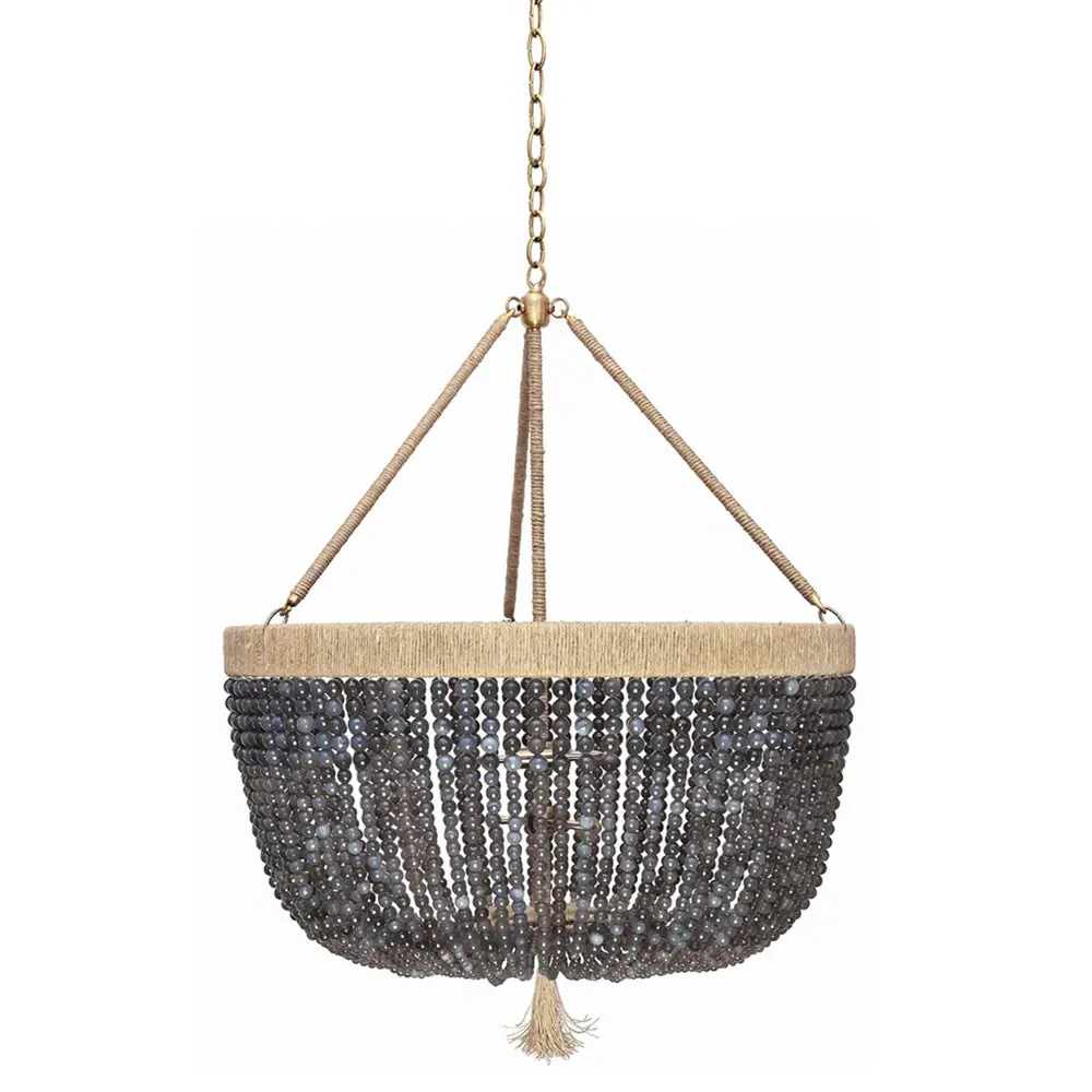 Moriah 30 Inch Chandelier with Agate Beads - Grey