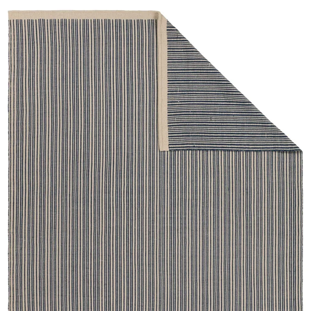 Morien Striped Indoor Outdoor Rug - Dark Blue, PET Yarn